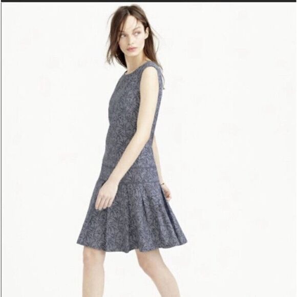 J. Crew Women’s Sleeveless Palm Tree Print Linen Blend Drop Waist Dress Size 0 - Picture 1 of 12